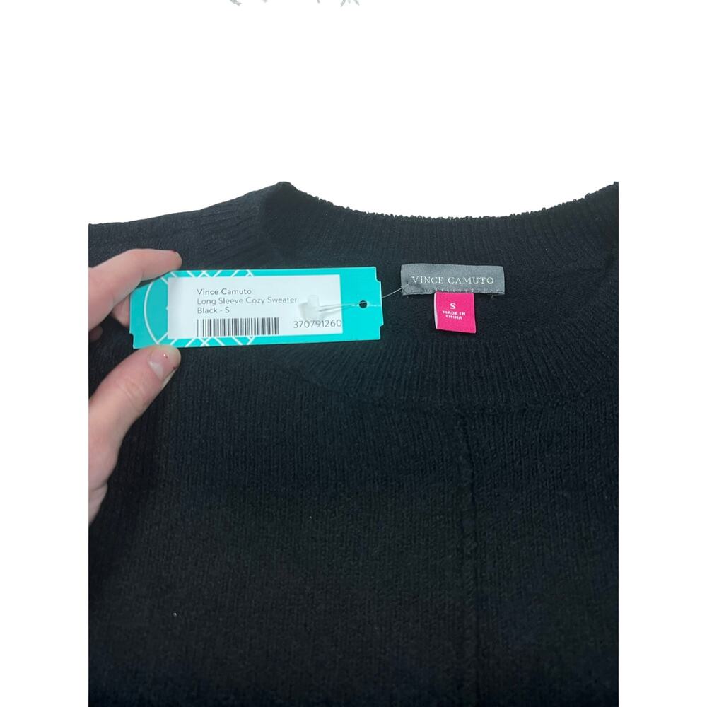 Vince Camuto Black Cozy Knit Sweater NWT Size S | Minimalist Chic Soft Luxe - Picture 4 of 8